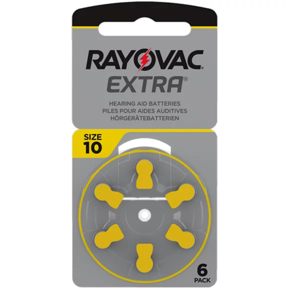 Piles Auditives RAYOVAC 10 (Blister x6) - Zinc-Air (Jaune)
